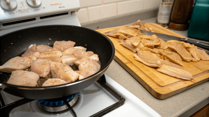 Adding lettuce, tomatoes and sauce to tortilla wrap