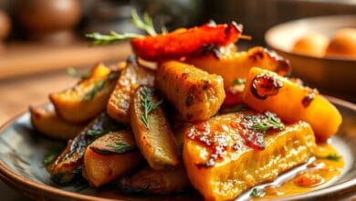 Golden brown roasted vegetables
