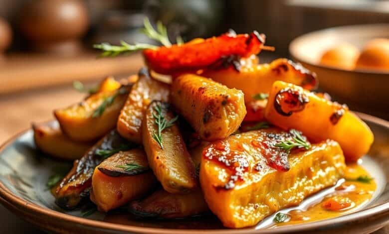 Golden brown roasted vegetables