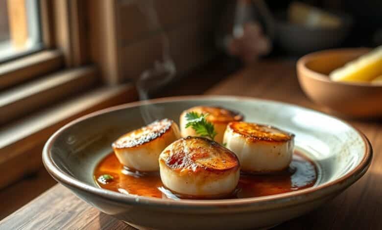 Pan-seared scallops