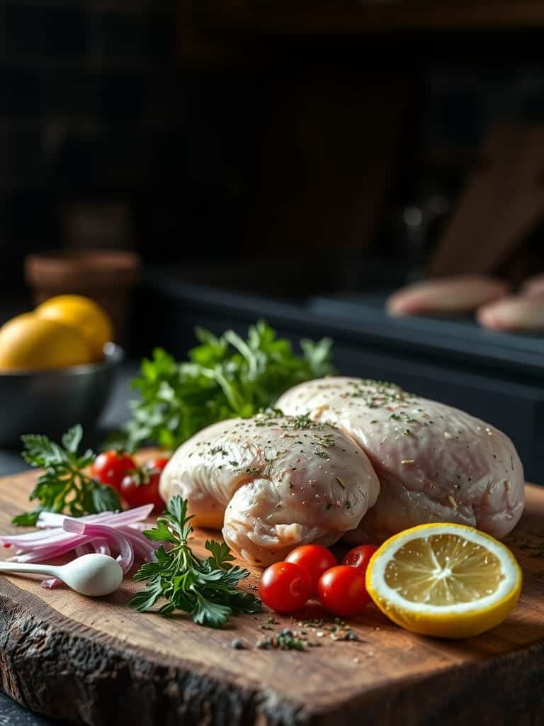 Cooking steps for Sheet pan lemon chicken for dinner