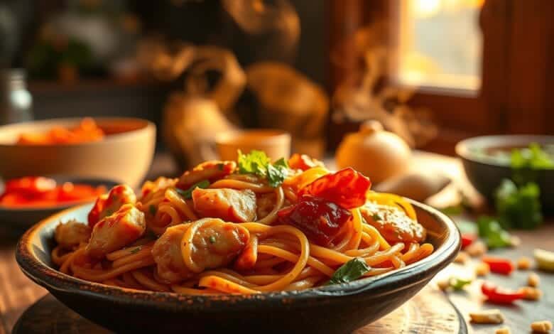 Spicy Chicken Noodles for Dinner