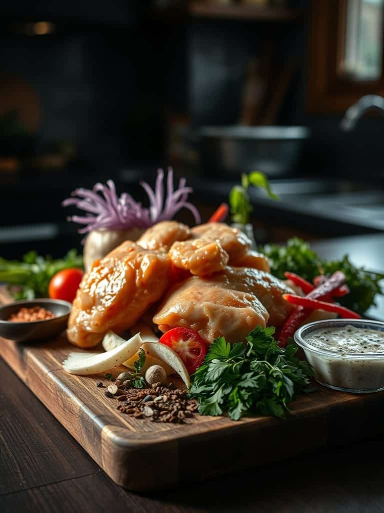 Chicken and vegetables cooking in a wok