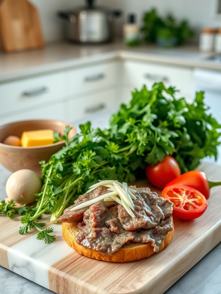 Cooking steps for Philly Cheesesteak Sandwich