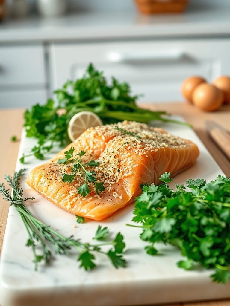 Cooking steps for Garlic Parmesan Crispy Salmon