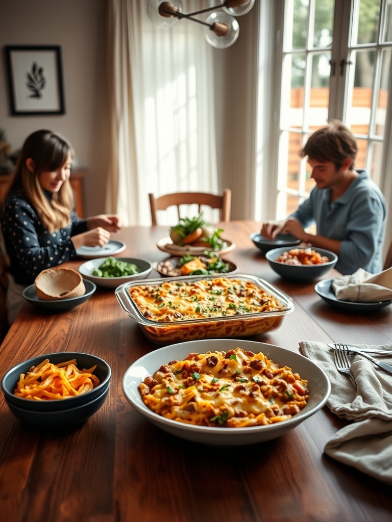 Serving and storage tips for Plant-Based Cheesy Taco Casserole